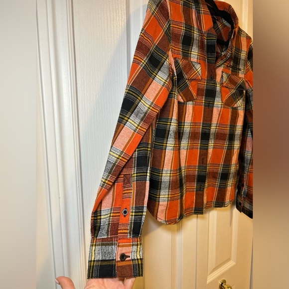 Harley-Davidson - Biker Long Sleeve Orange&Black Button-Up Plaid Shirt in Size S - Picture 9 of 11